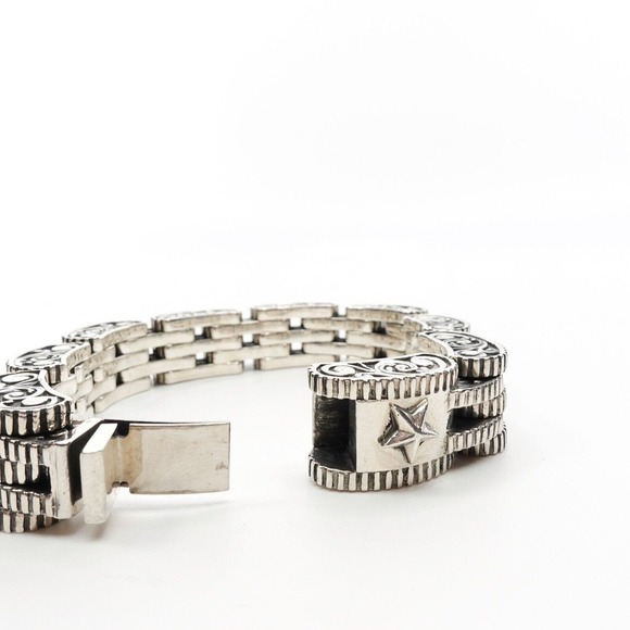 King Baby Studio Small 7 Row Rotor Link Bracelet Star Box Clasp Silver .925 - Picture 8 of 11